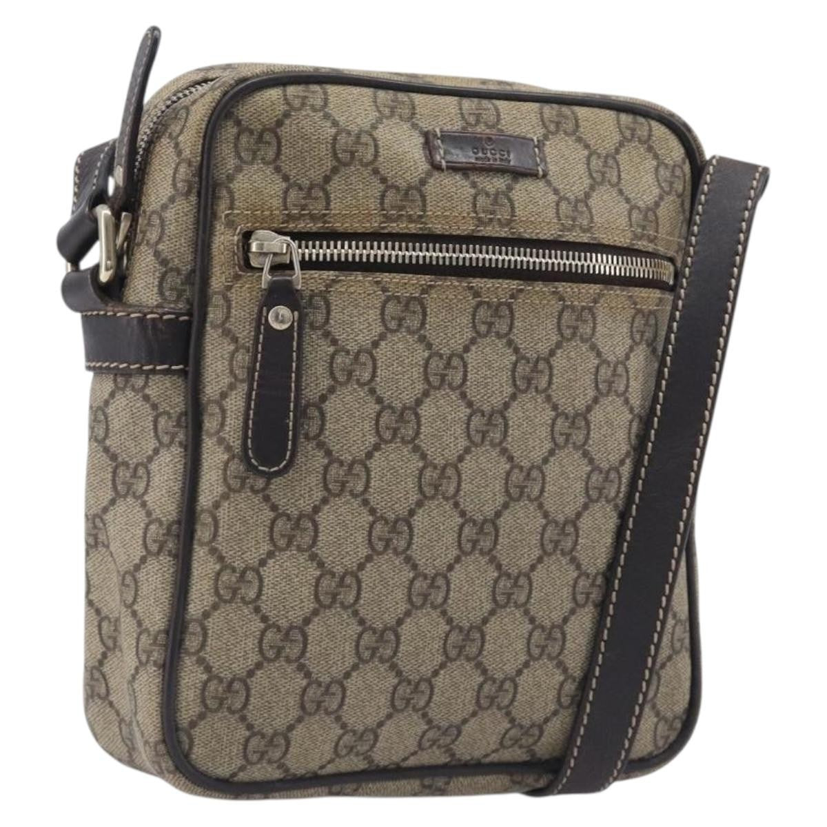 Gucci Front Zip Pocket Messenger Gg Coated Canvas Beige Canvas Shoulder Bag Bag (Pre-Owned)