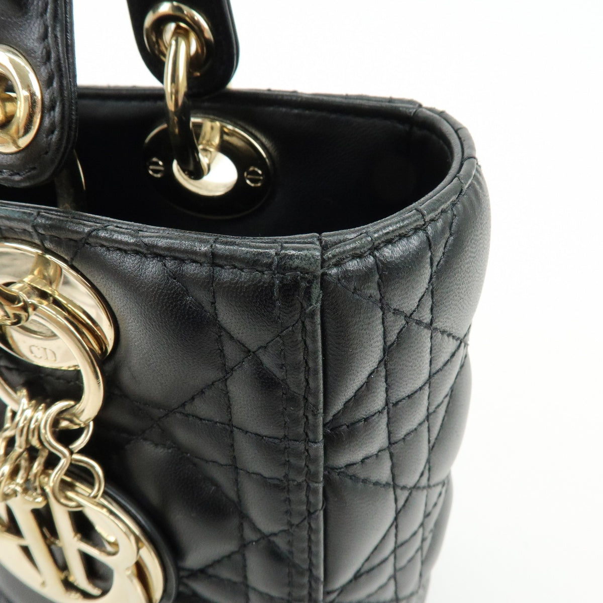Christian Dior Lady Dior Black Leather Handbag (Pre-Owned)
