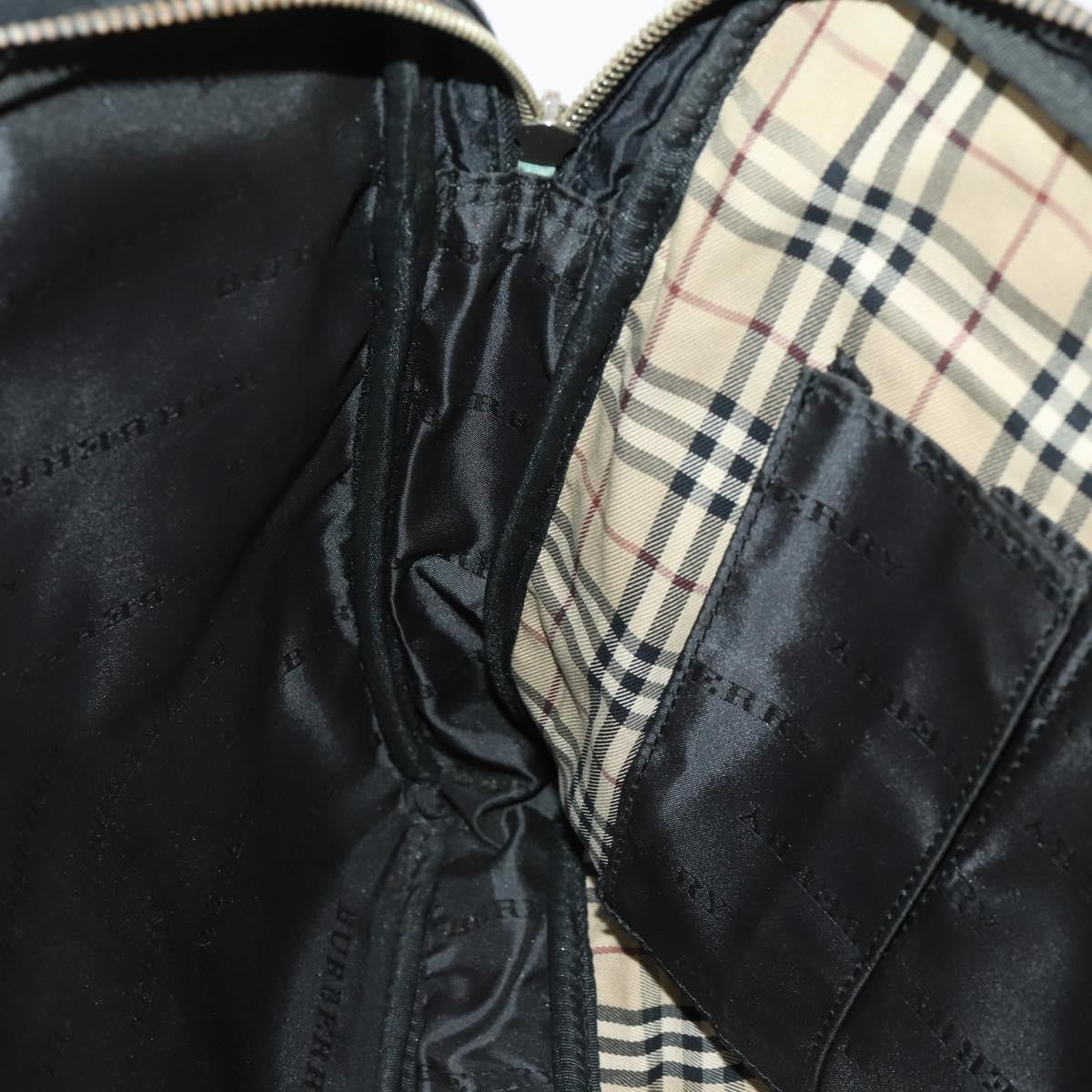 Burberry Front Zip Pocket Convertible Leather Black Nylon Briefcase Bag (Pre-Owned)