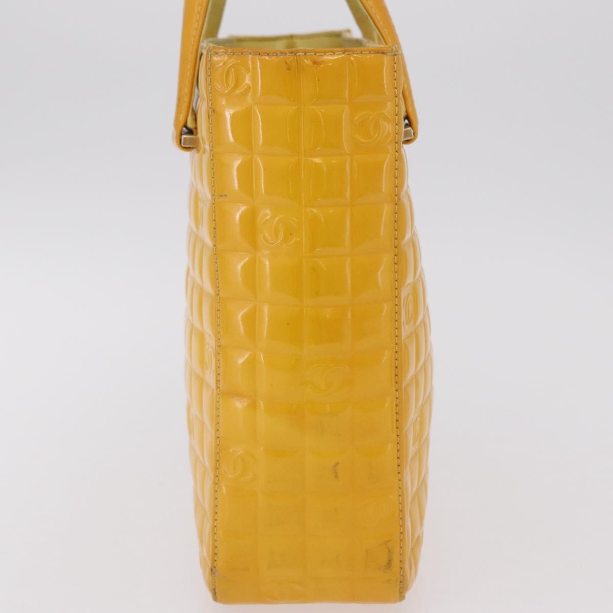 Chanel Chocolate Bar Cc Quilted Patent Yellow Patent_Leather Tote Bag Bag (Pre-Owned)