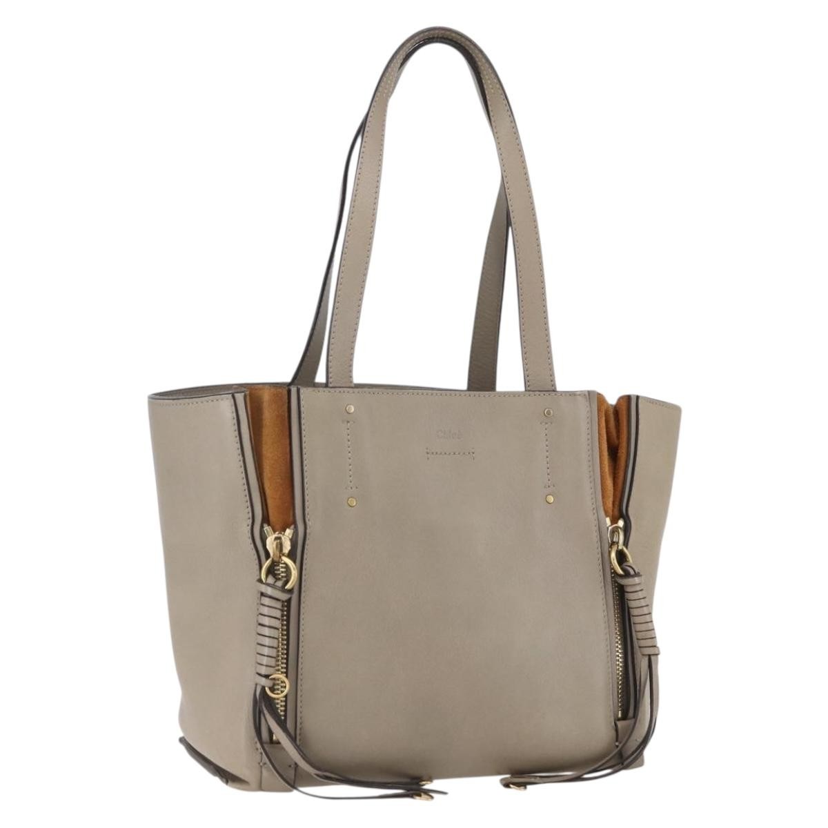 Chloe Milo Shopping Leather Beige Leather Tote Bag Bag (Pre-Owned)