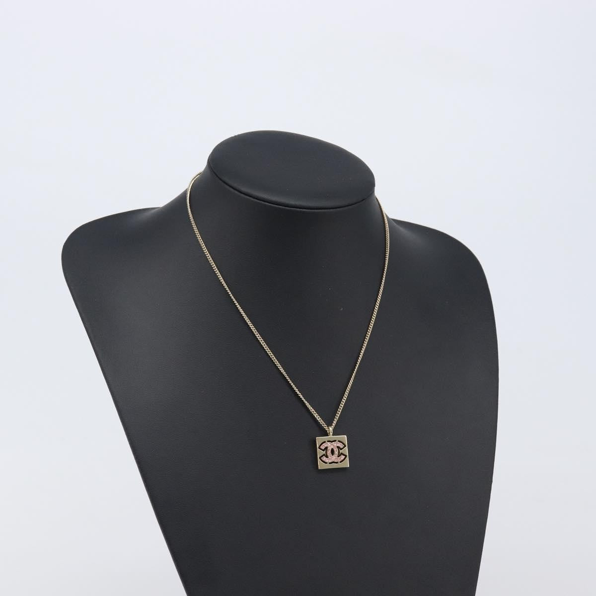 Chanel Square Cc Pendant Metal Gold Metal Necklace Jewelry (Pre-Owned)
