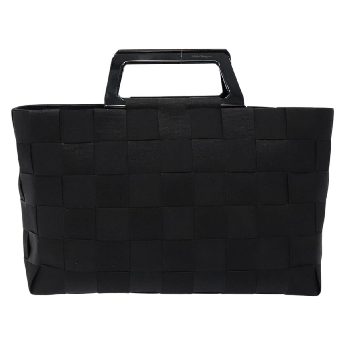 Salvatore Ferragamo Vintage Canvas Black Canvas Handbag (Pre-Owned)
