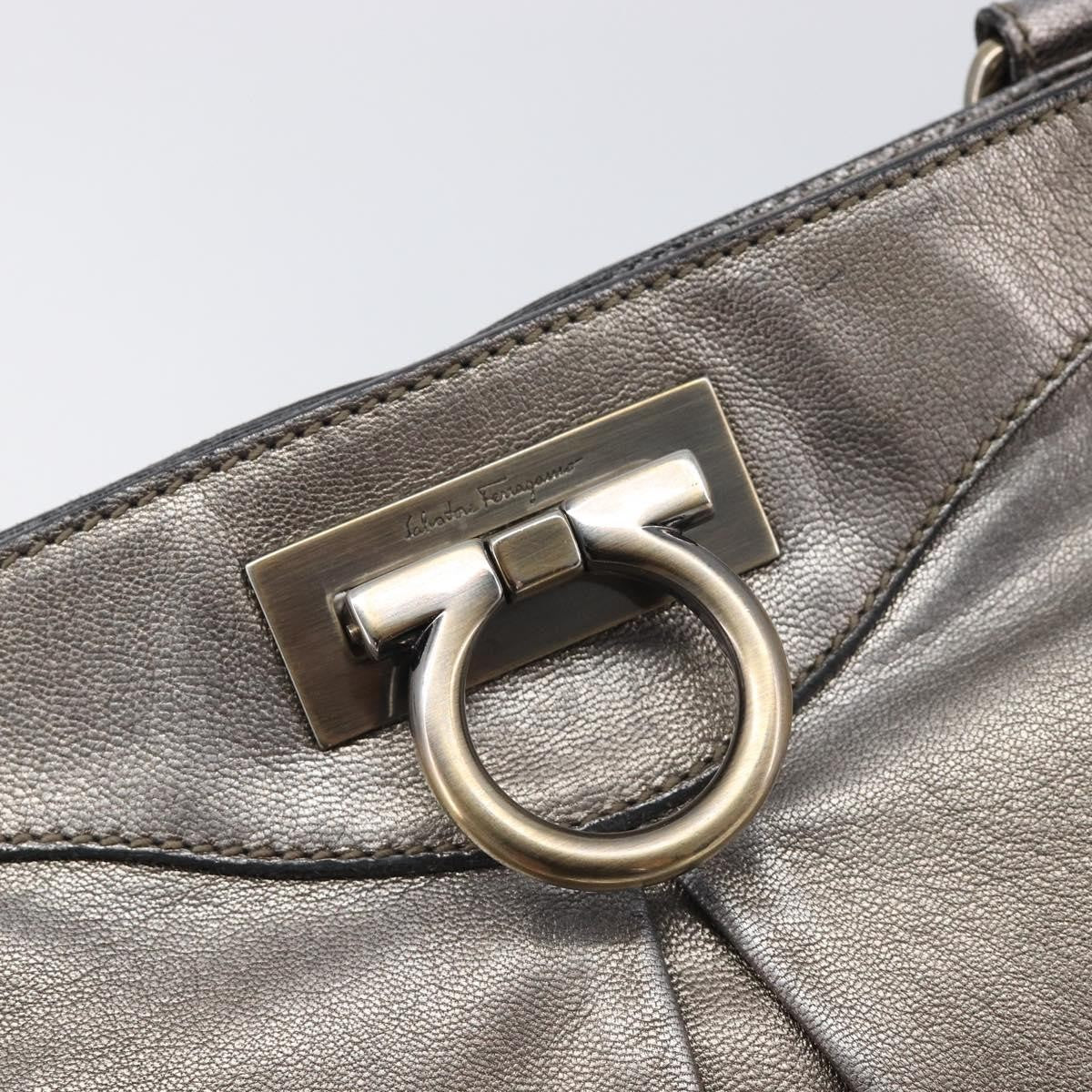 Salvatore Ferragamo Gancini Leather Gold Leather Crossbody Bag Bag (Pre-Owned)