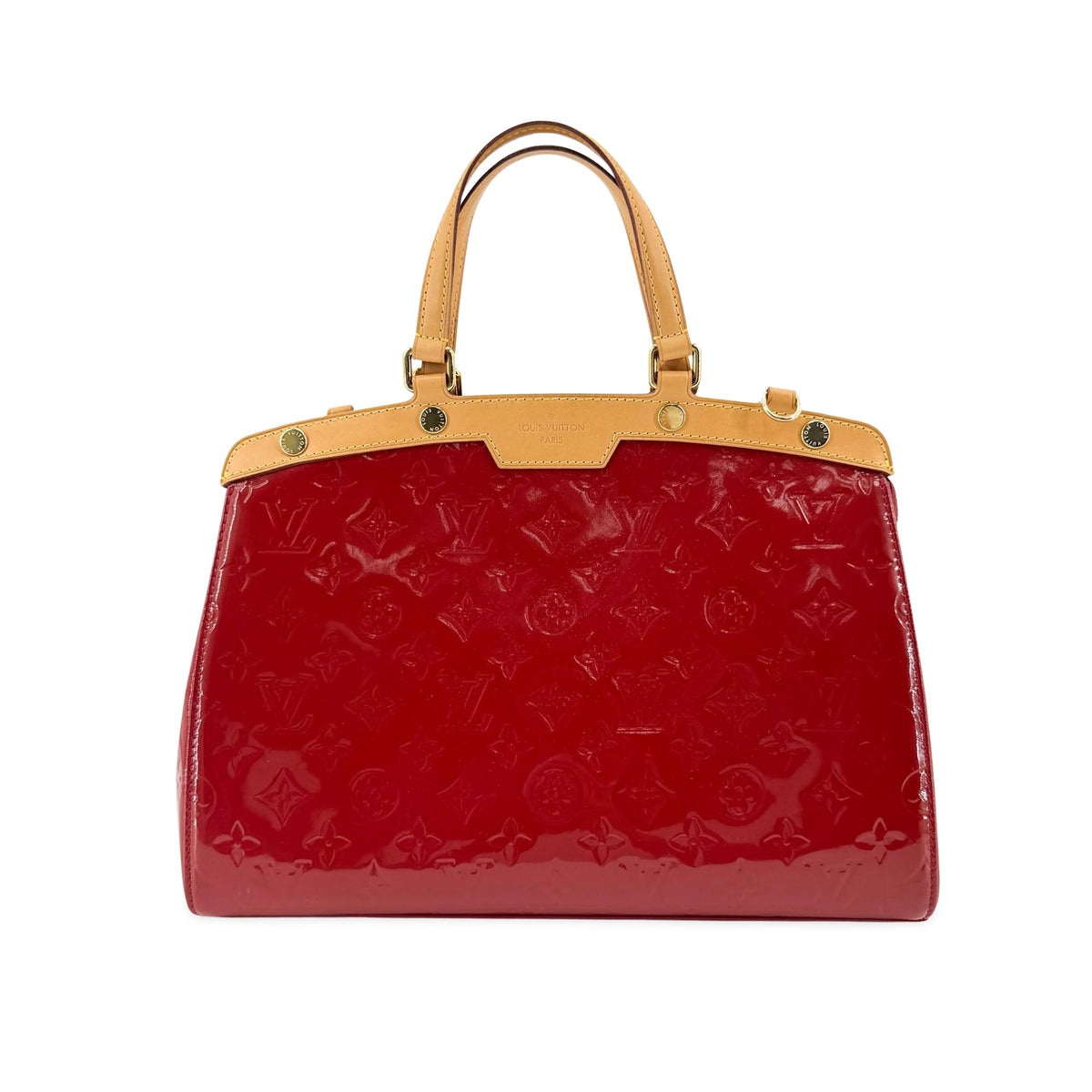 Louis Vuitton Sherwood Monogram Vernis Beige Patent_Leather Handbag (Pre-Owned)