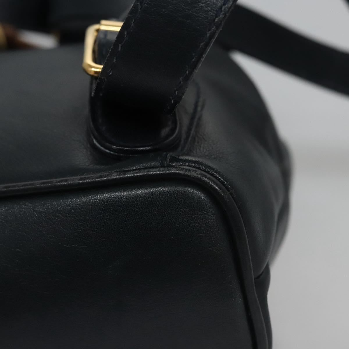 Gucci Vintage Bamboo Leather Black Leather Backpack Bag (Pre-Owned)