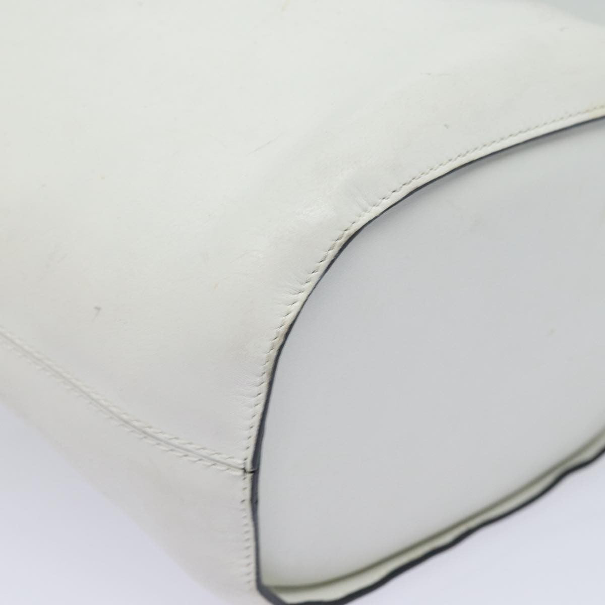 Celine Vintage Circle Logo Leather White Leather Shoulder Bag Bag (Pre-Owned)