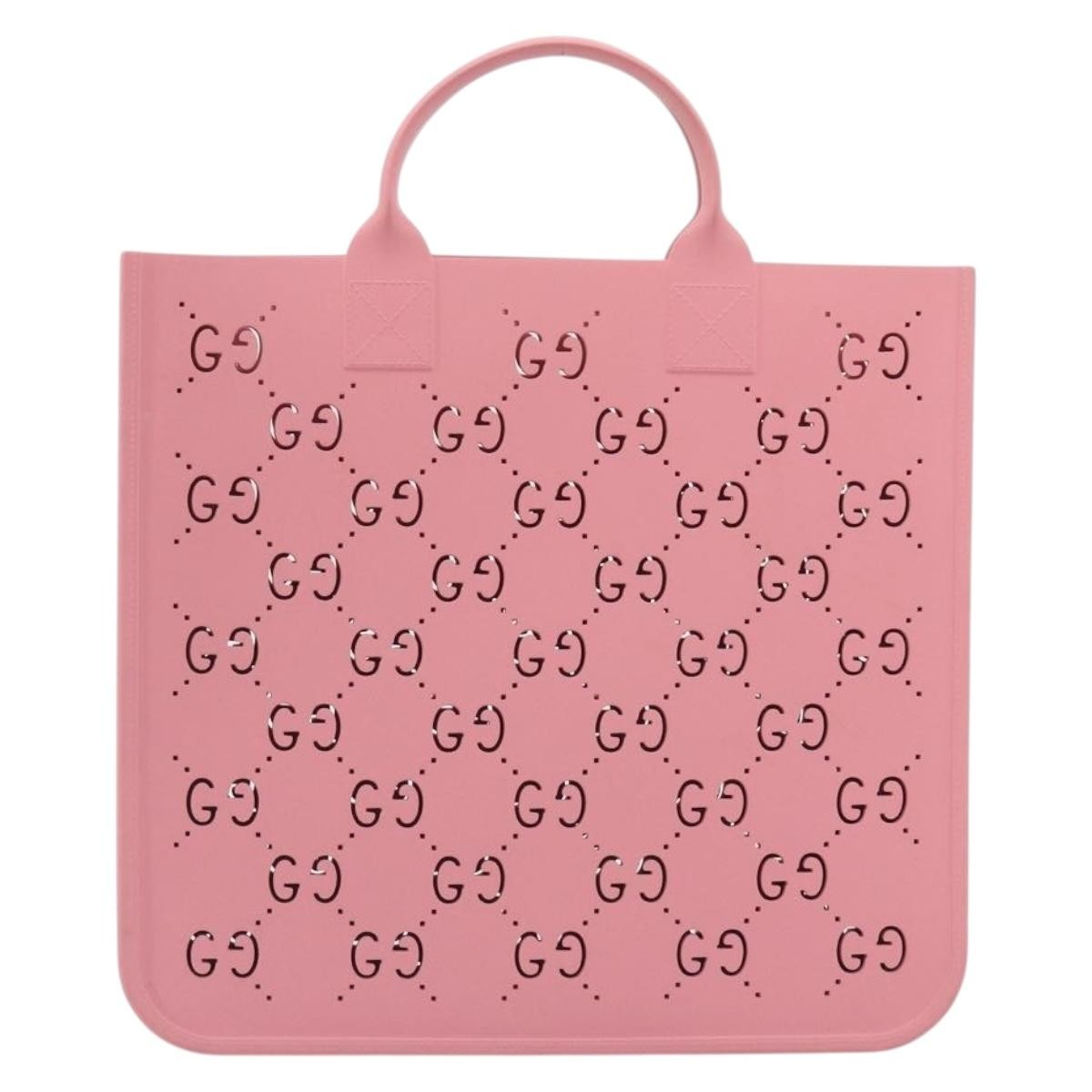 Gucci Children's Printed Gg Coated Canvas Pink Rubber Tote Bag Bag (Pre-Owned)