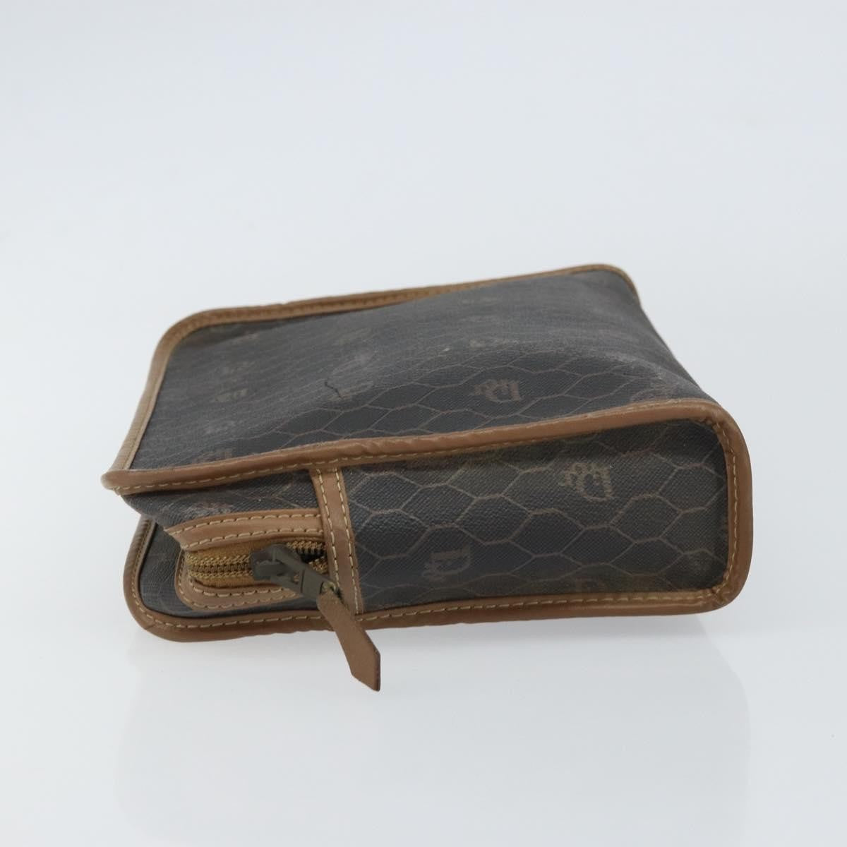 Christian Dior Vintage Honeycomb Zip Canvas And Leather Black Canvas Clutche & Pouche Bag (Pre-Owned)