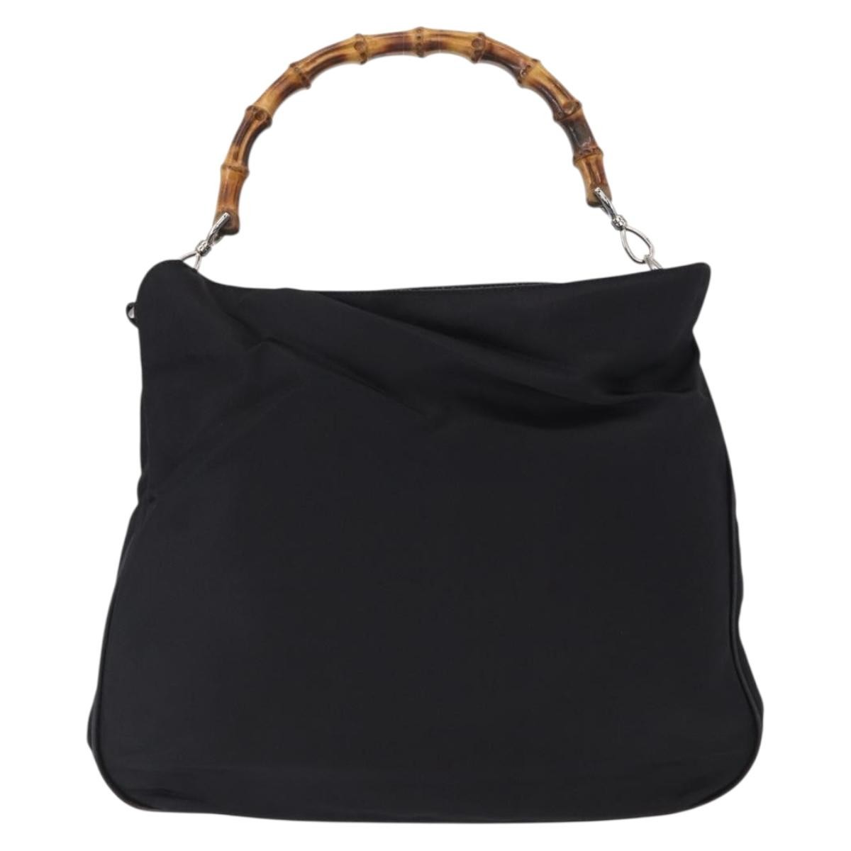 Gucci Vintage Bamboo Shoulder Canvas Black Canvas Shoulder Bag Bag (Pre-Owned)