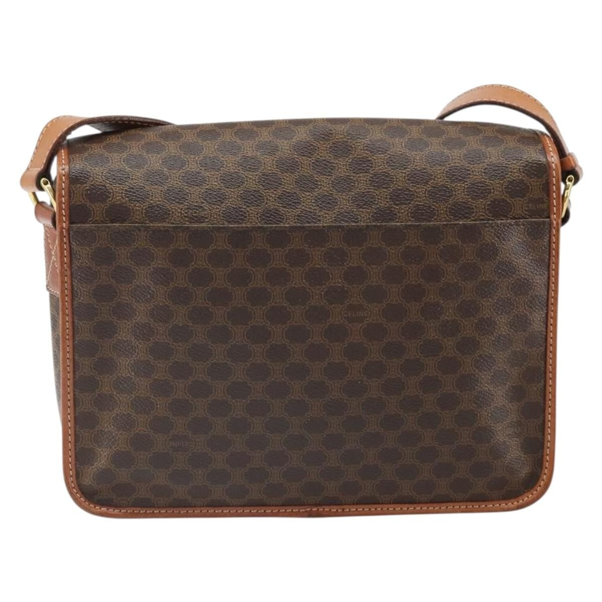 Celine Vintage Macadam Canvas And Leather Brown Canvas Shoulder Bag Bag (Pre-Owned)