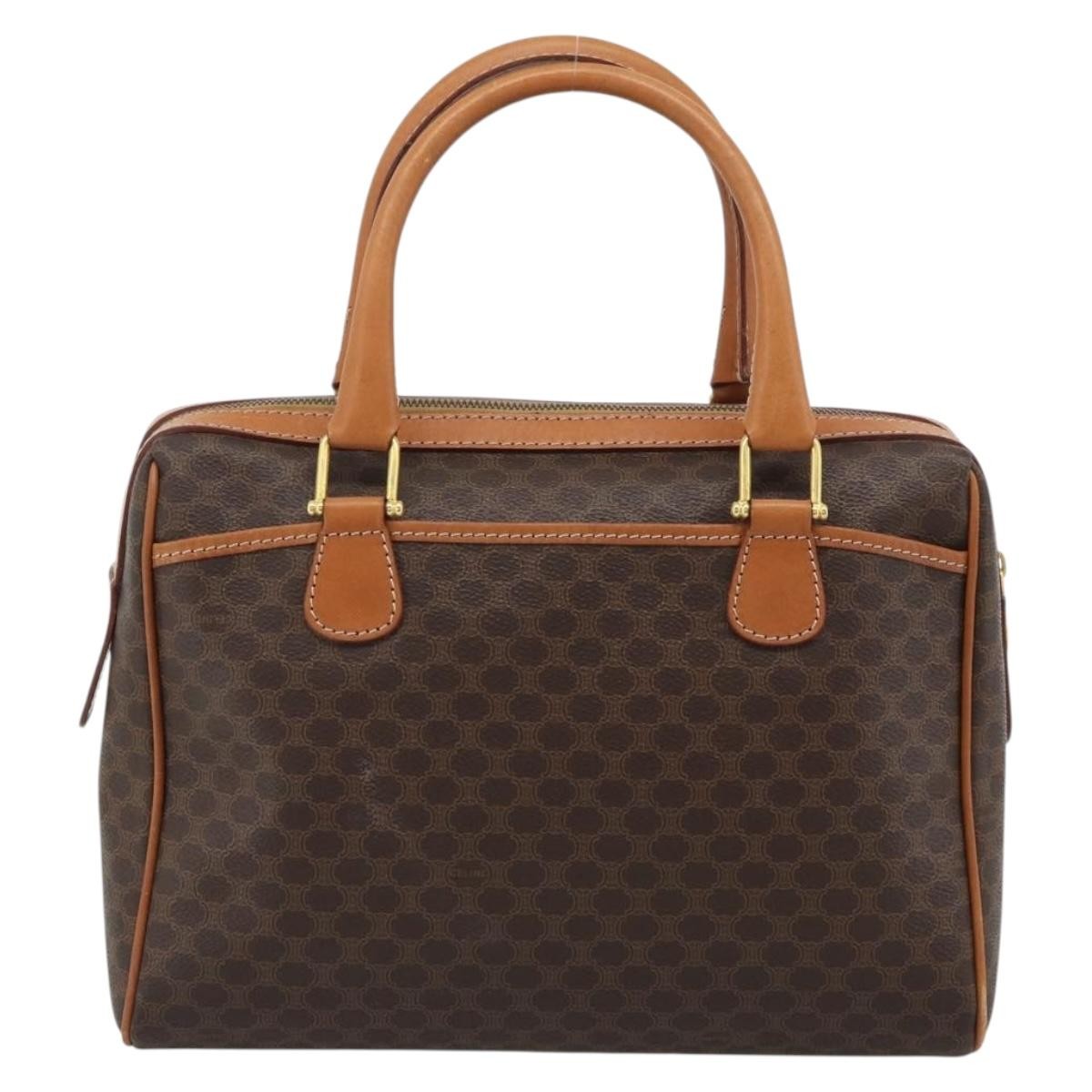 Celine Vintage Macadam Boston Canvas Brown Canvas Handbag (Pre-Owned)