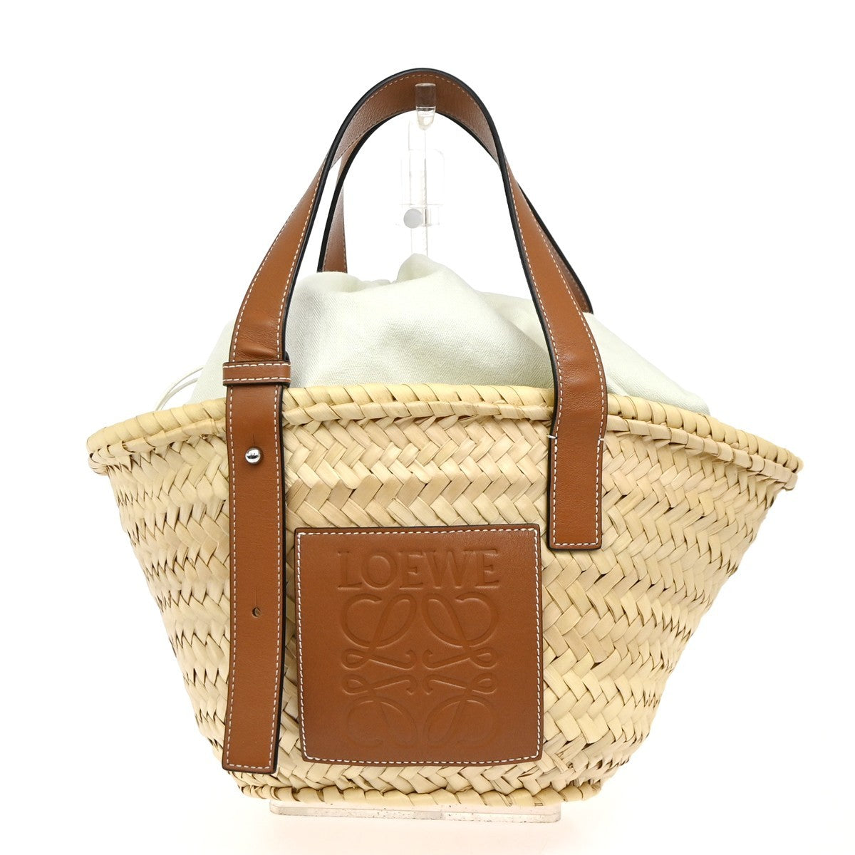 Loewe Basket Woven Raffia With Applique Beige Wicker Tote Bag Bag (Pre-Owned)