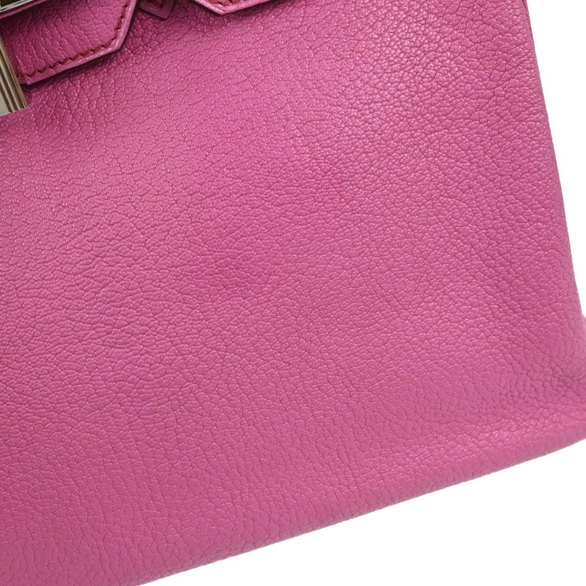 Hermes Hac Birkin Pink Chevre De Coromandel With Palladium Hardware Pink Leather Handbag (Pre-Owned)