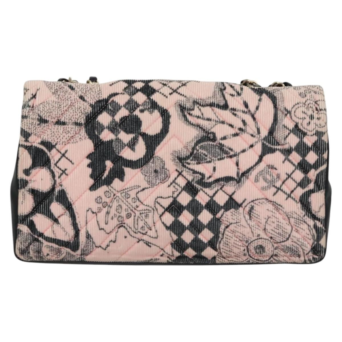 Chanel Flap Shoulder Canvas Pink Cotton Shoulder Bag Bag (Pre-Owned)