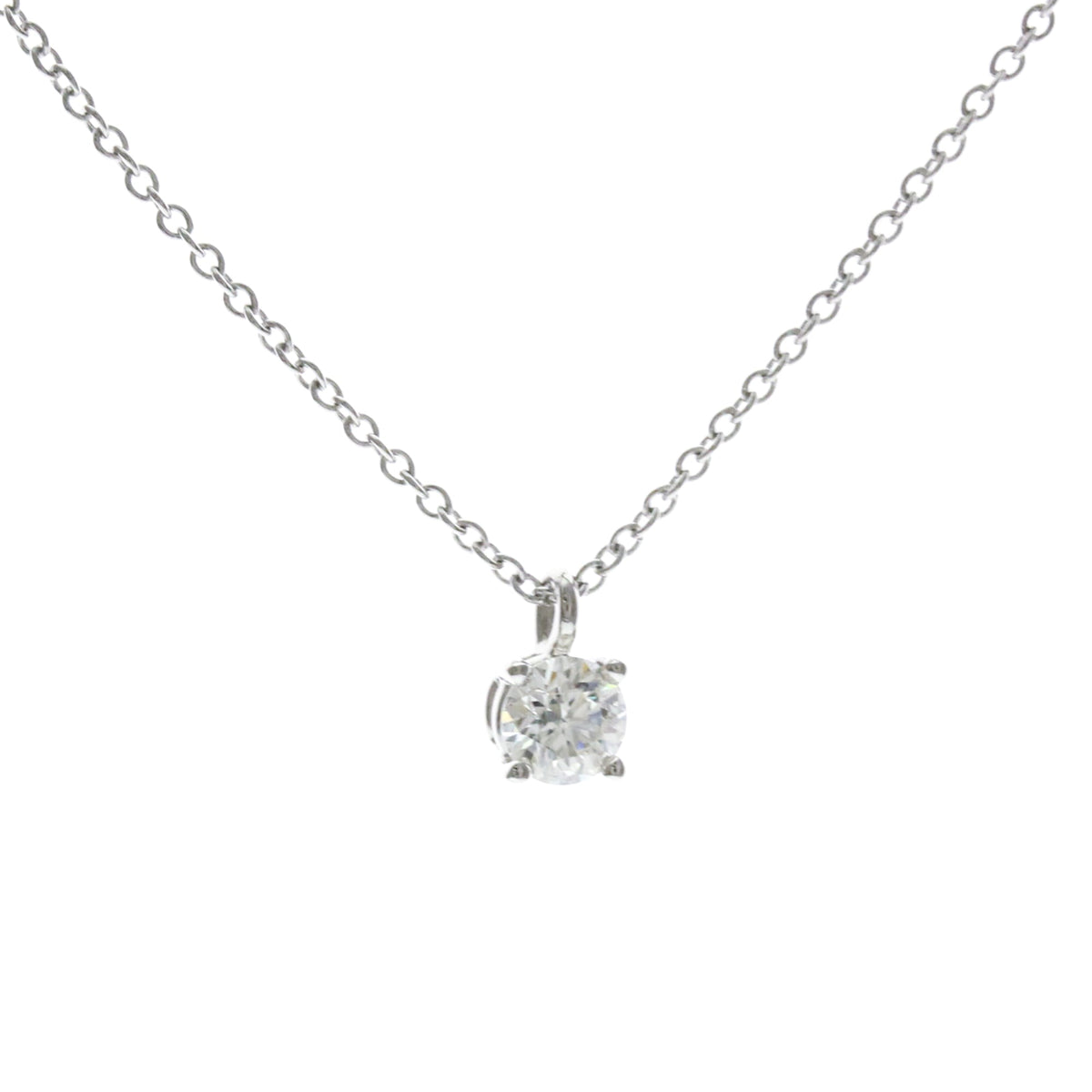 Tiffany & Co. Solitaire Pendant Platinum With Emerald Cut Diamond Silver Platinum Necklace Jewelry (Pre-Owned)