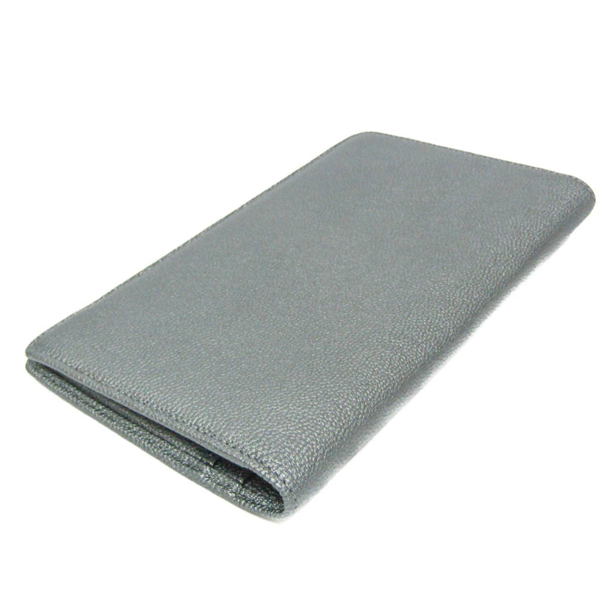 Chanel Cc Button Bi-Fold Card Case Leather Silver Leather Card Holders Accessory (Pre-Owned)