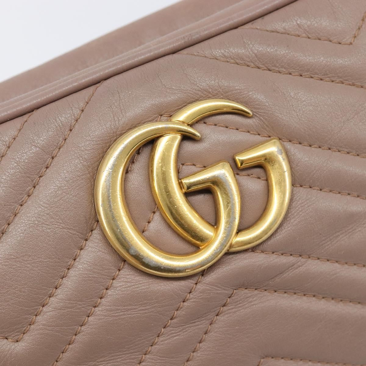 Gucci Gg Marmont Matelasse Leather Beige Leather Shoulder Bag Bag (Pre-Owned)