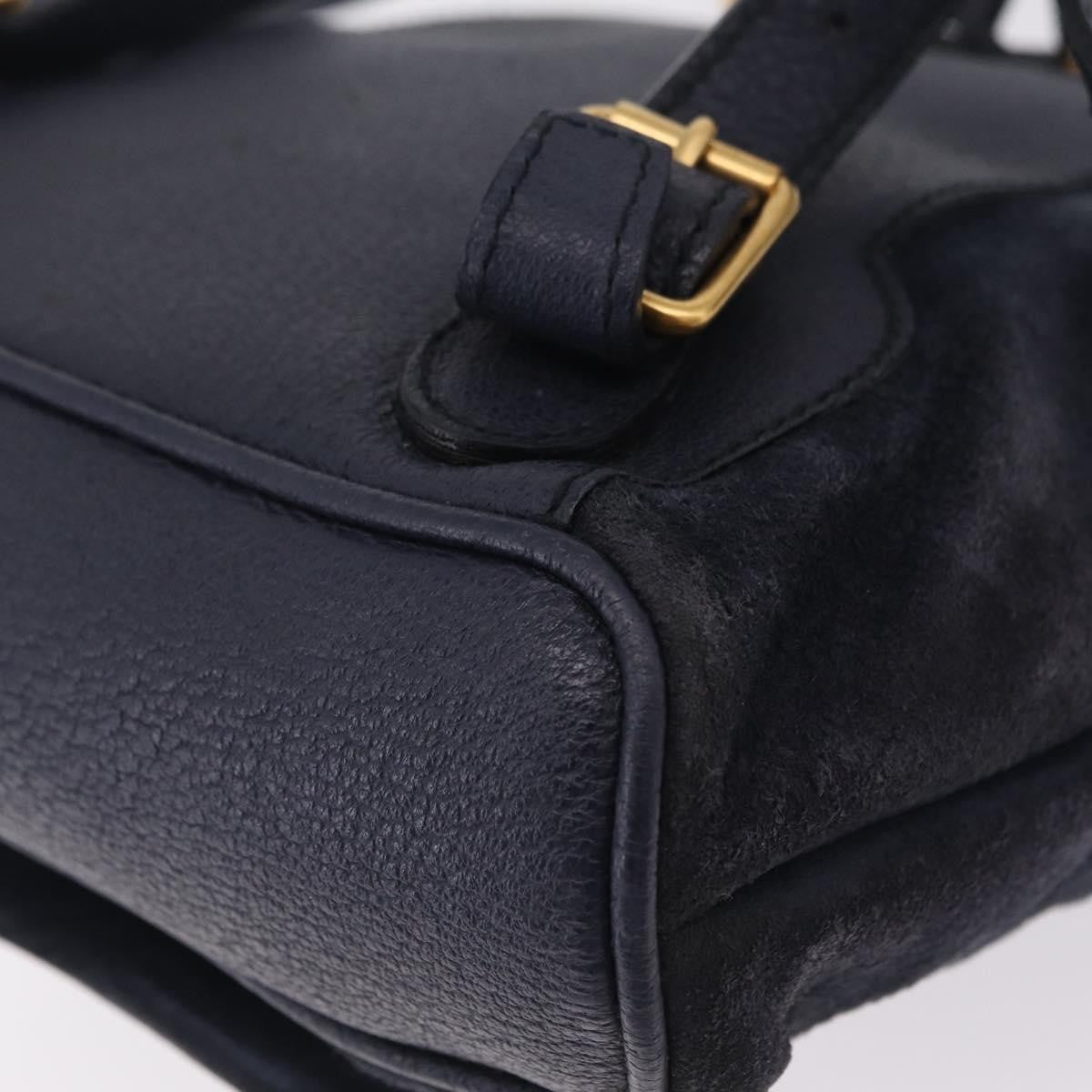 Gucci Vintage Bamboo Suede Navy Suede Backpack Bag (Pre-Owned)