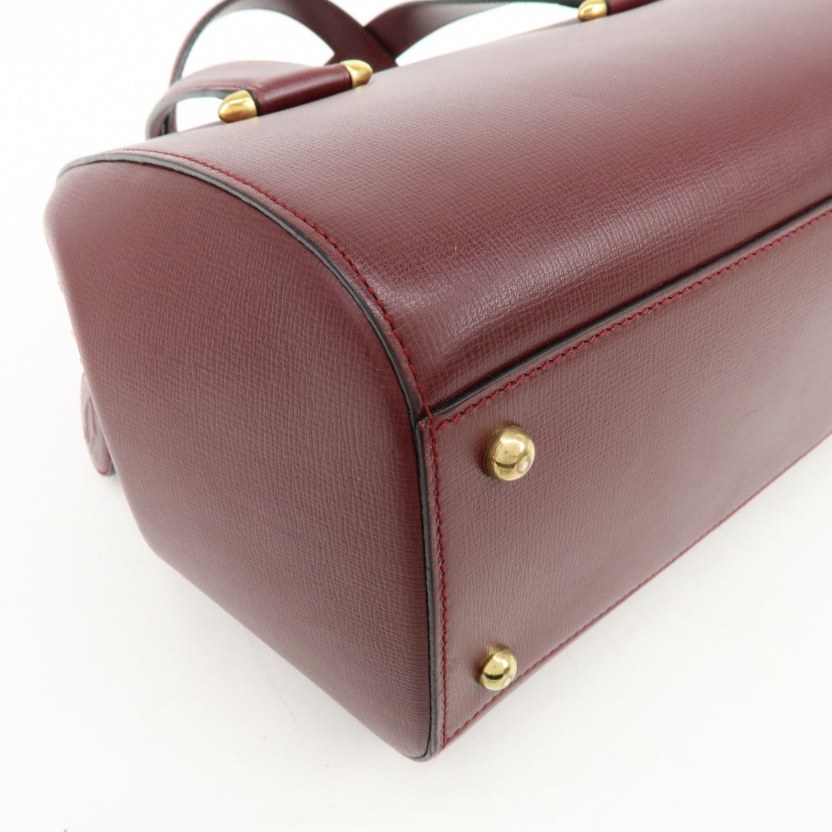 Cartier Must De Cartier Boston Leather Burgundy Leather Travel Bag Bag (Pre-Owned)