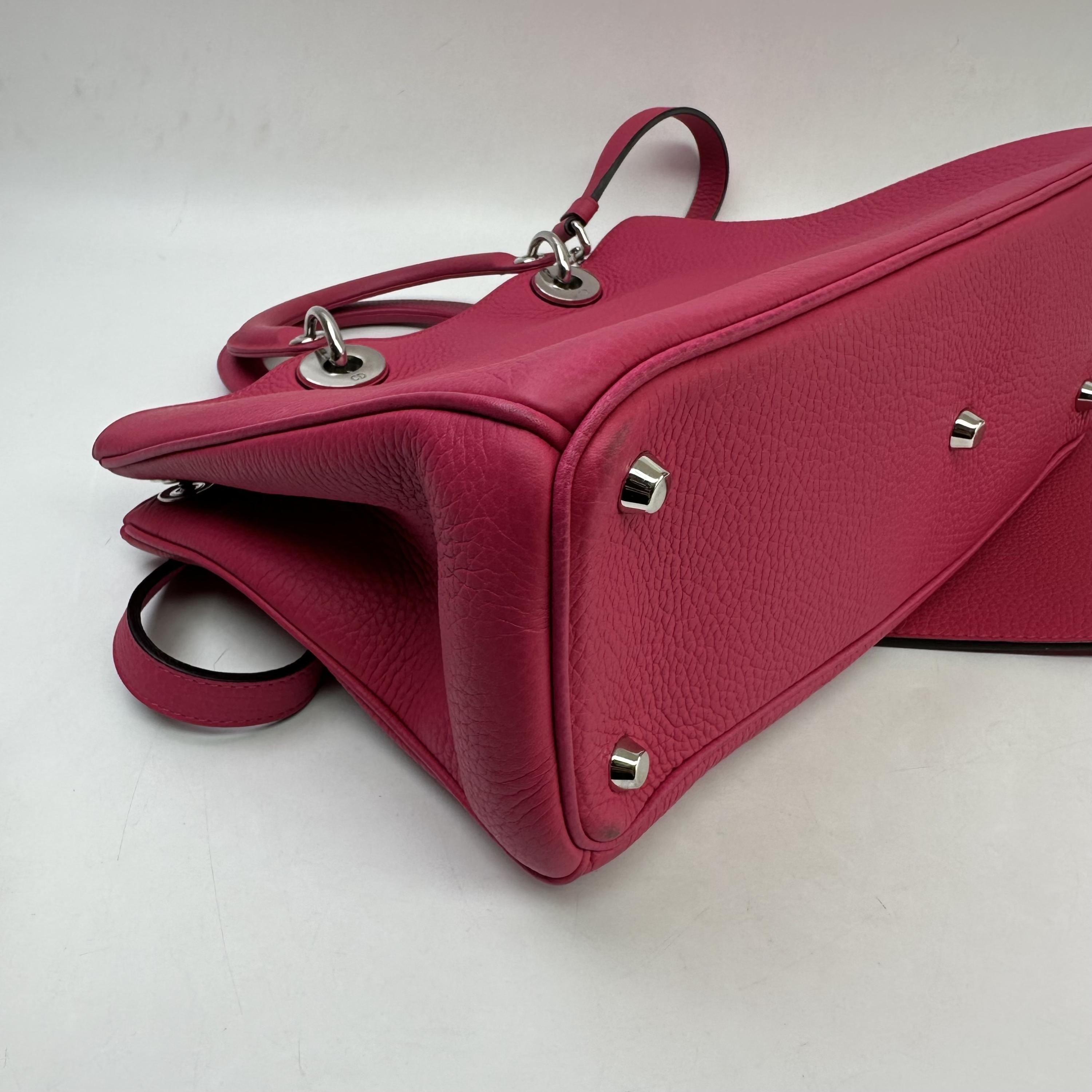 Christian Dior Diorissimo Leather With Sequins Pink Leather Tote Bag Bag (Pre-Owned)