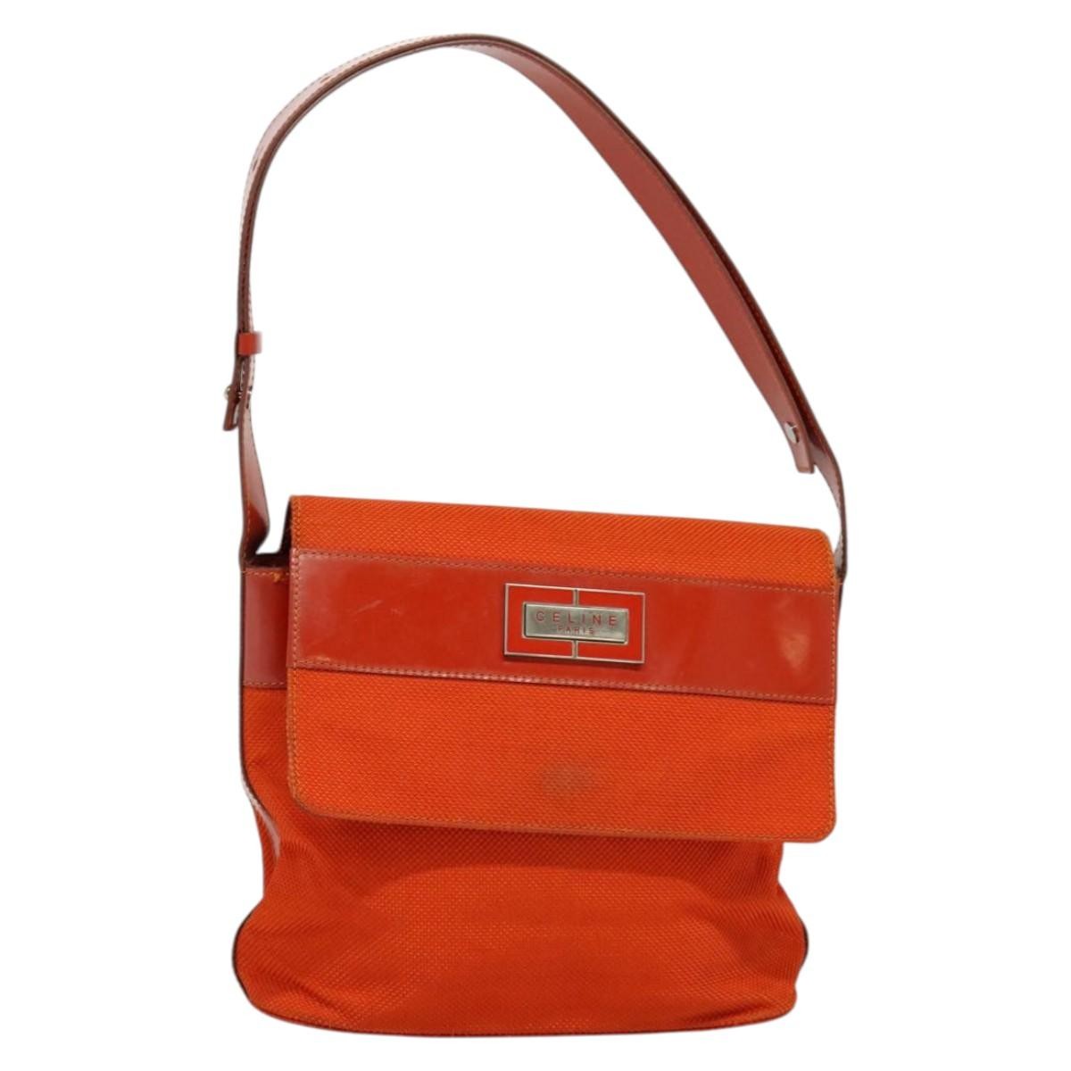 Celine Shoulder Canvas Orange Canvas Shoulder Bag Bag (Pre-Owned)