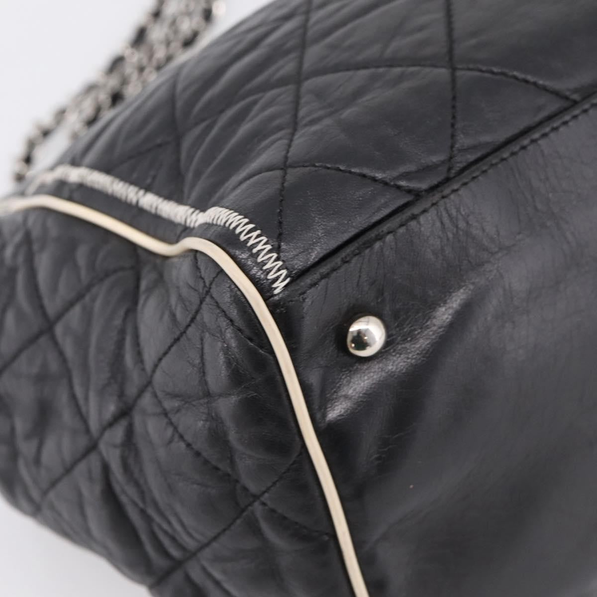 Chanel North South Mademoiselle Lock Quilted Leather Black Leather Tote Bag Bag (Pre-Owned)