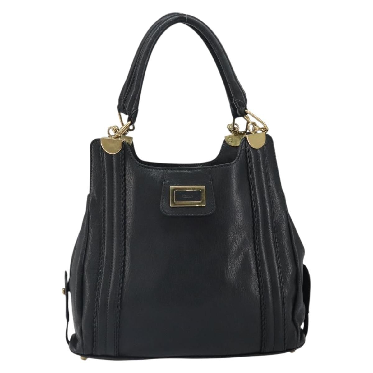 Chloe Irène Leather Black Leather Tote Bag Bag (Pre-Owned)
