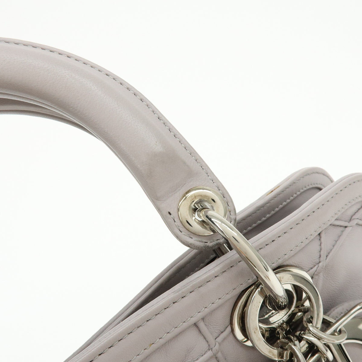 Christian Dior Granville Satchel Cannage Quilt Leather Purple Leather Handbag (Pre-Owned)