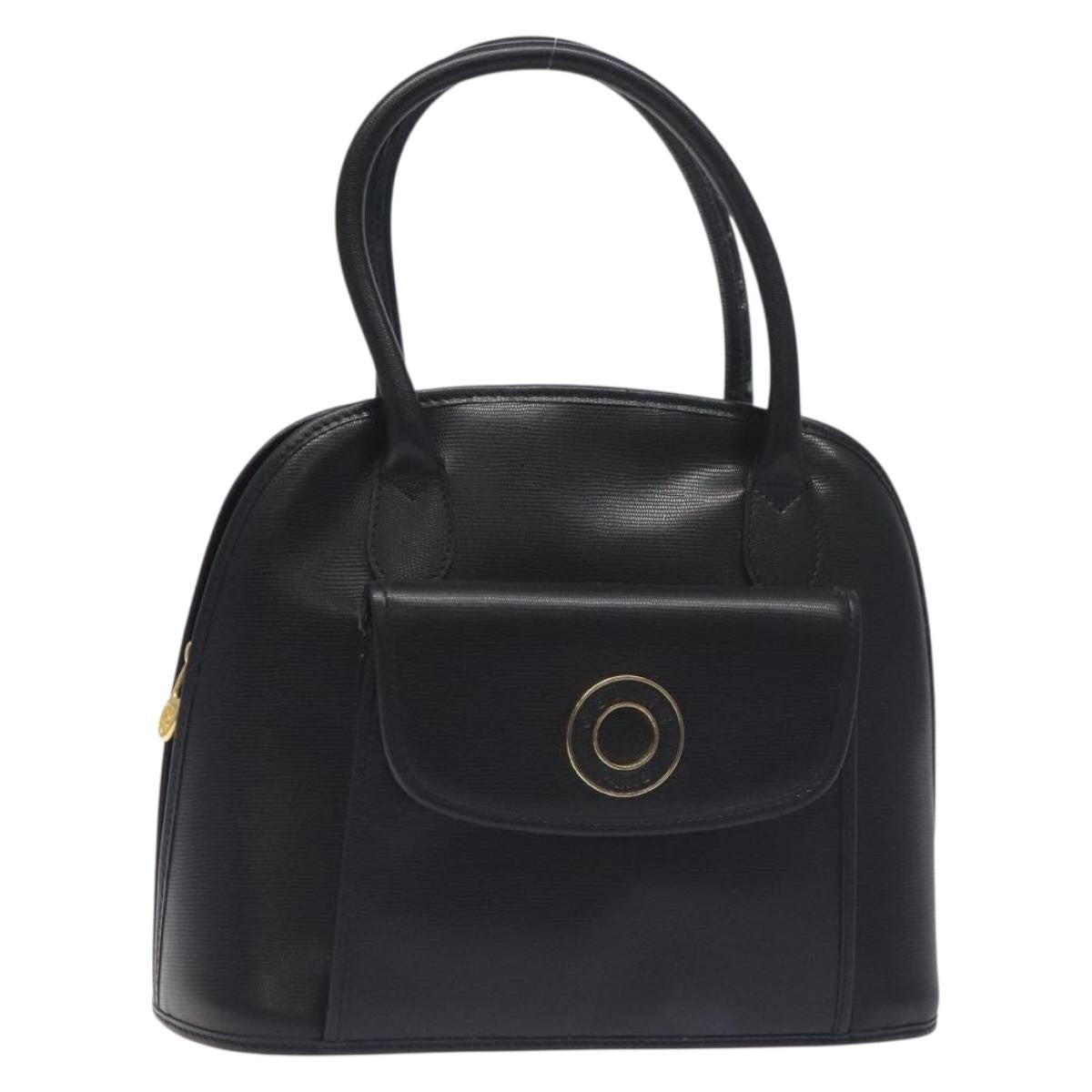 Celine Circle Logo Leather Black Leather Bag (Pre-Owned)