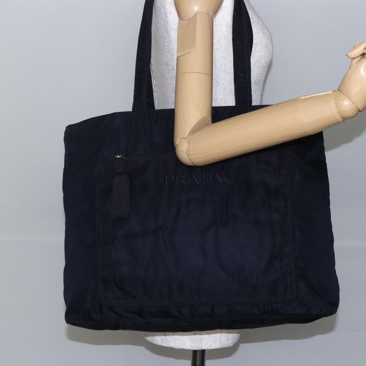 Prada Front Pocket Zip Tessuto Black Nylon Tote Bag Bag (Pre-Owned)