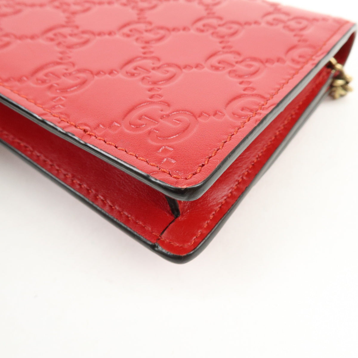 Gucci Cherries Wallet On Chain Guccissima Leather Red Leather Crossbody Bag Bag (Pre-Owned)