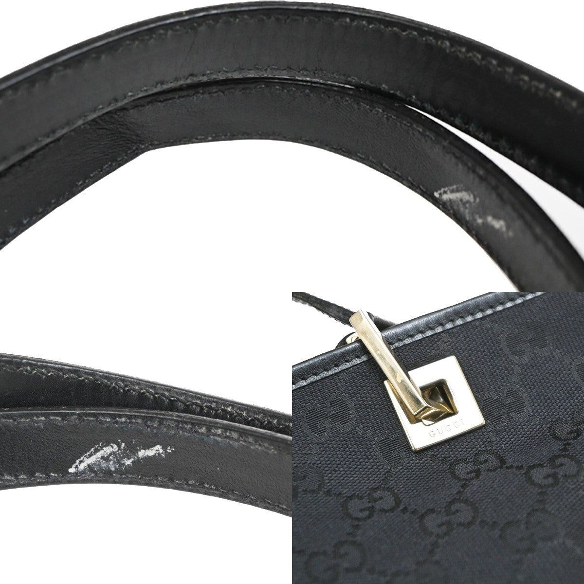 Gucci Vintage Bucket Shopping Gg Canvas Black Canvas Tote Bag Bag (Pre-Owned)