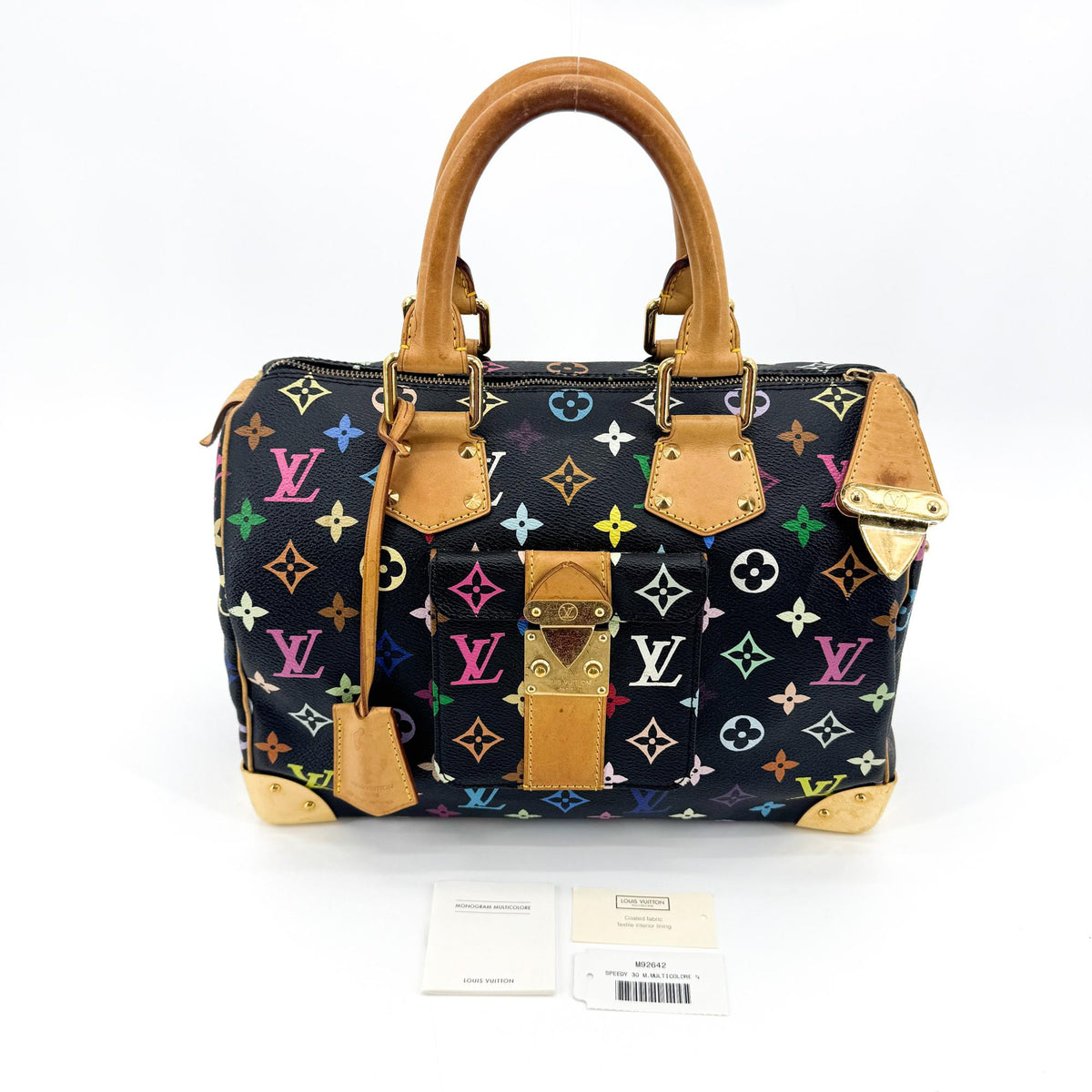 Louis Vuitton Speedy Monogram Multicolor Black Canvas Handbag (Pre-Owned)