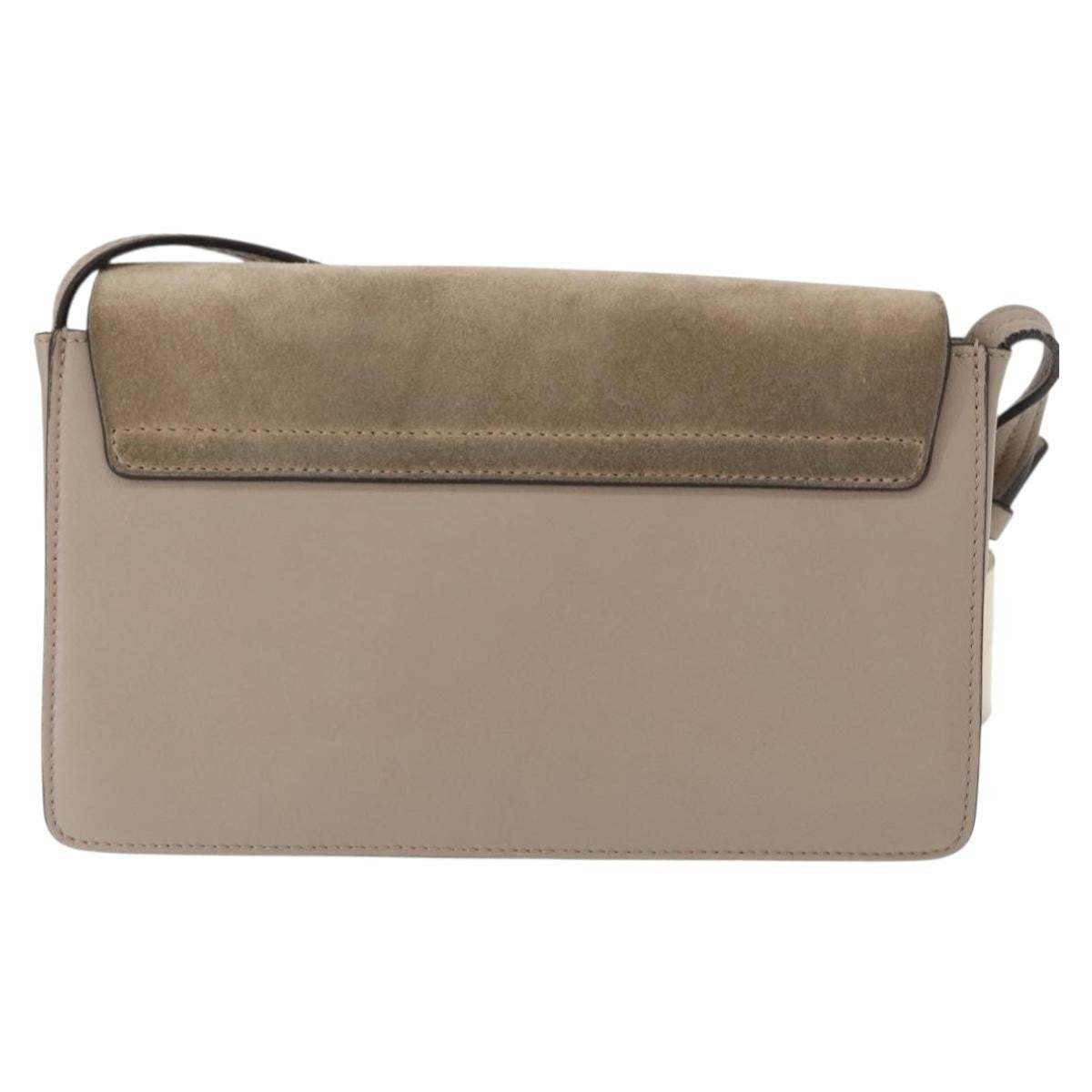 Chloe Faye Leather Beige Suede Shoulder Bag Bag (Pre-Owned)