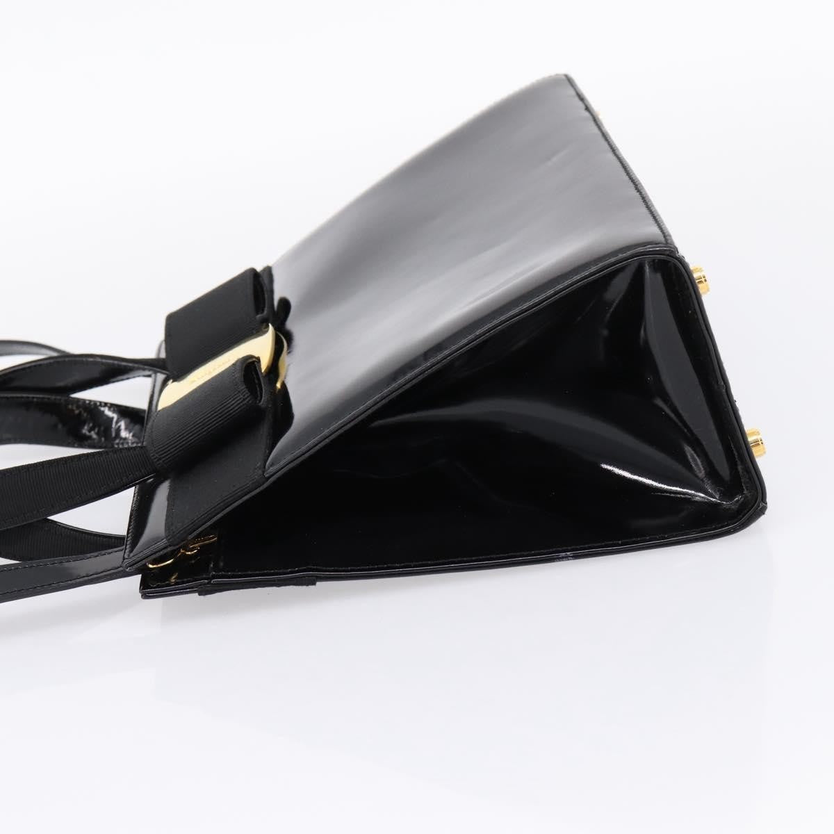Salvatore Ferragamo Convertible Vara Bow Patent Leather Black Patent_Leather Handbag (Pre-Owned)