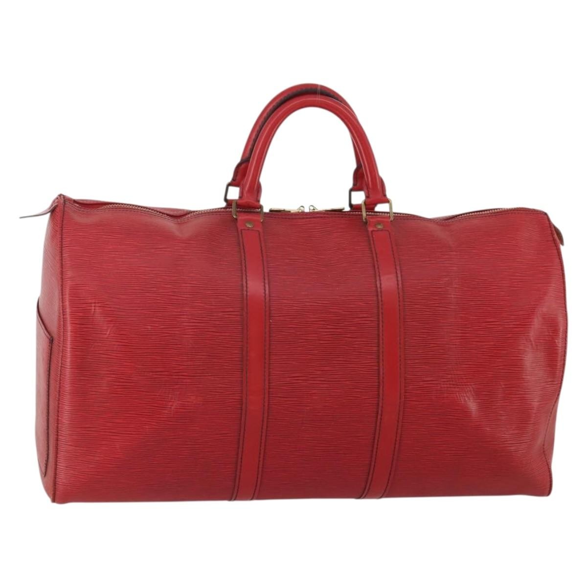 Louis Vuitton Keepall Epi Red Leather Travel Bag Bag (Pre-Owned)