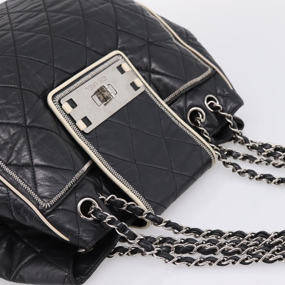 Chanel North South Mademoiselle Lock Quilted Leather Black Leather Tote Bag Bag (Pre-Owned)