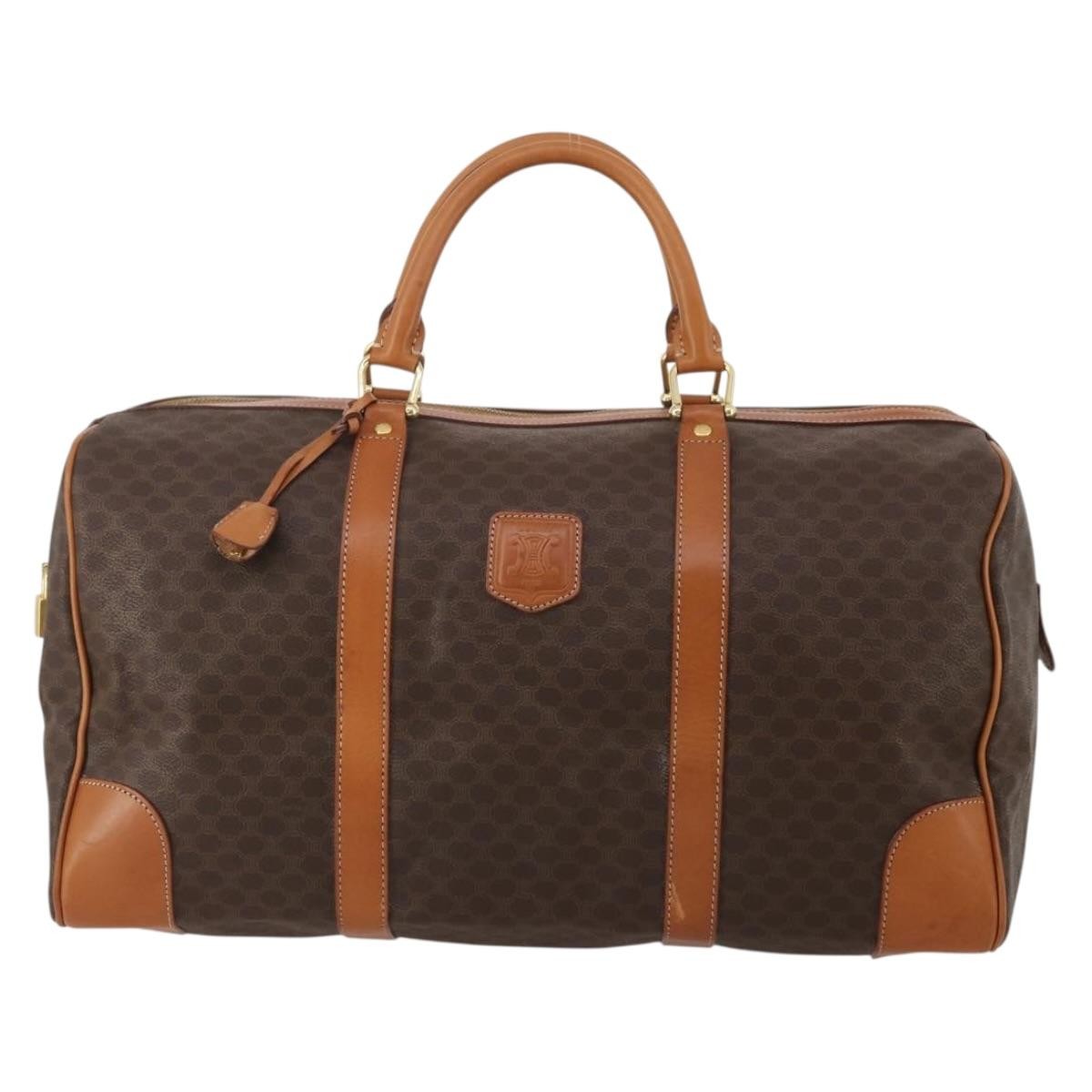 Celine Boston Triomphe Coated Canvas Brown Pvc Handbag (Pre-Owned)