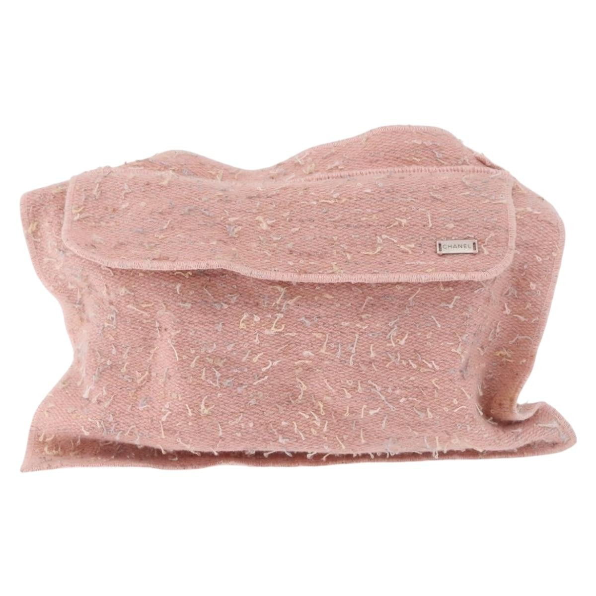 Chanel Shoulder Suede Patchwork Pink Tweed Shoulder Bag Bag (Pre-Owned)
