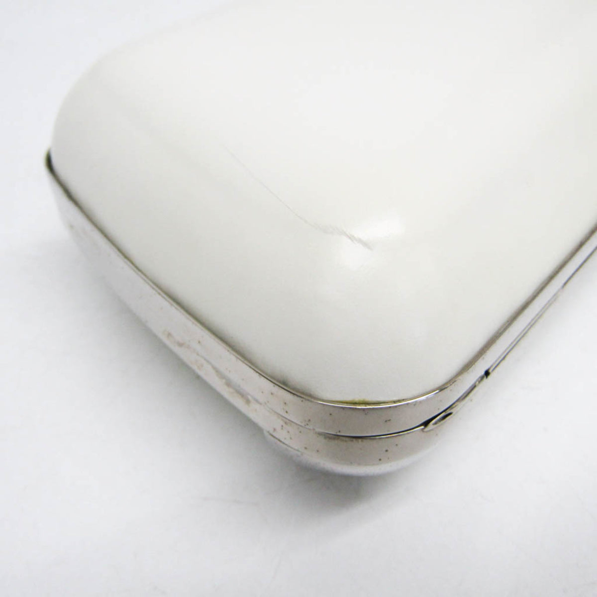 Balenciaga Hard Case Clutch Leather With Metal Detail White Leather Clutche & Pouche Bag (Pre-Owned)