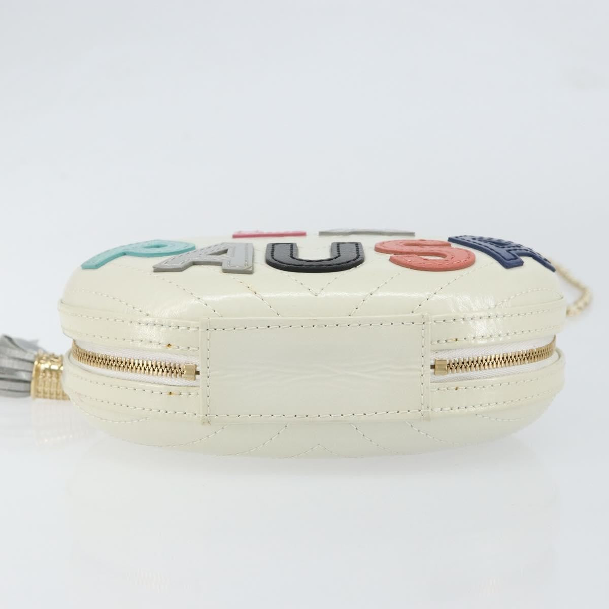 Chanel La Pausa Evening Chevron Lambskin With Applique White Leather Shoulder Bag Bag (Pre-Owned)