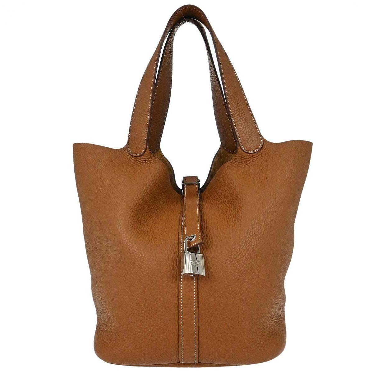Hermes Picotin Lock Clemence Gold Leather Handbag (Pre-Owned)