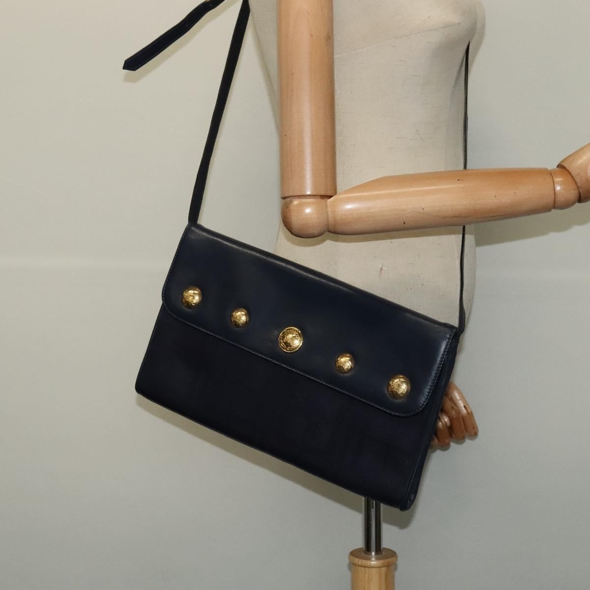 Burberry Flap Shoulder Canvas Navy Canvas Shoulder Bag Bag (Pre-Owned)