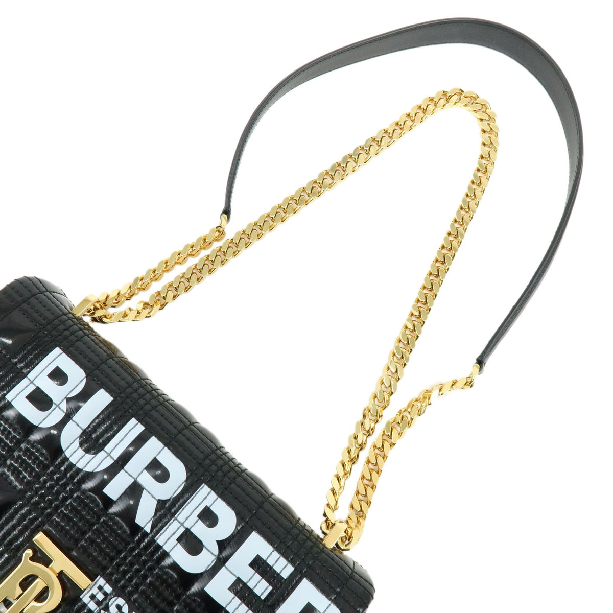 Burberry Lola Clutch On Chain Quilted Leather Black Leather Clutche & Pouche Bag (Pre-Owned)