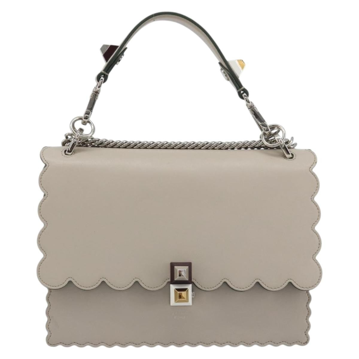 Fendi Kan I Leather Gray Leather Shoulder Bag Bag (Pre-Owned)