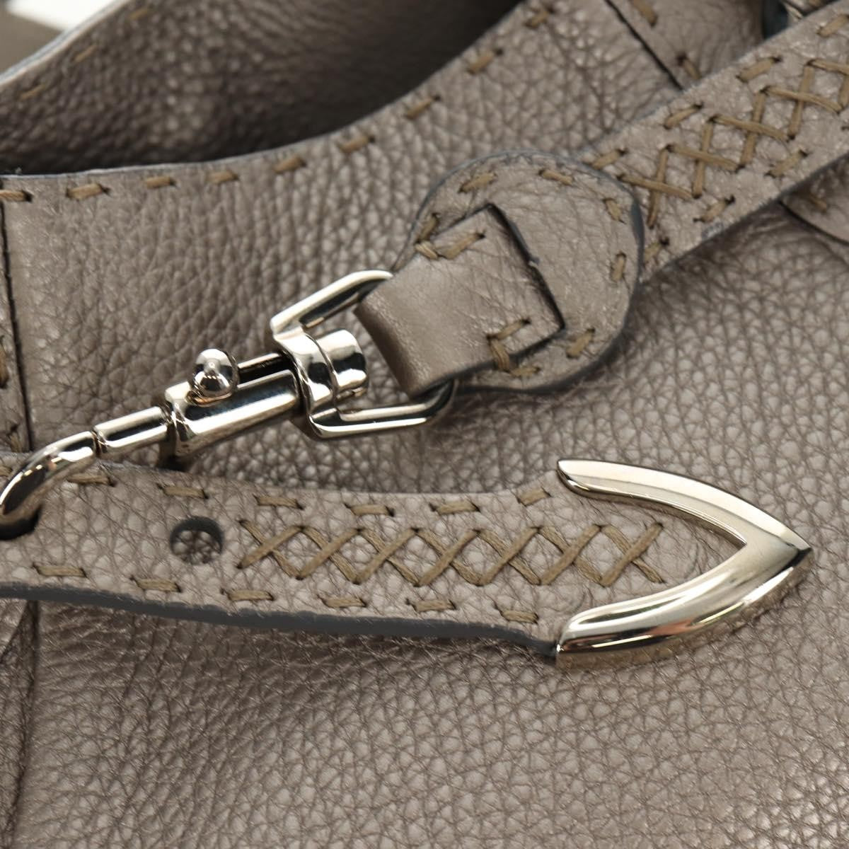 Fendi Selleria Pomodorino Leather Gray Leather Tote Bag Bag (Pre-Owned)