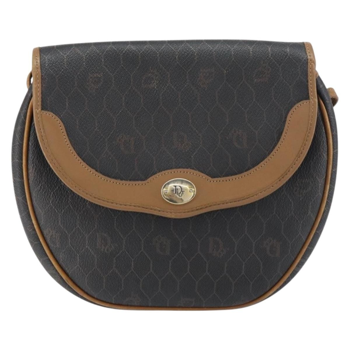 Christian Dior Vintage Honeycomb Flap Coated Canvas Black Canvas Shoulder Bag Bag (Pre-Owned)
