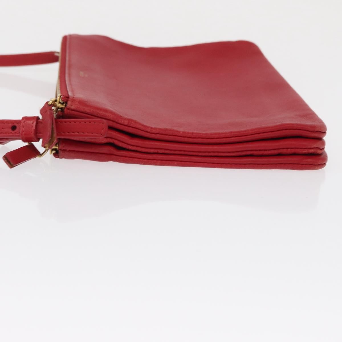Celine Trio Leather Red Leather Shoulder Bag Bag (Pre-Owned)
