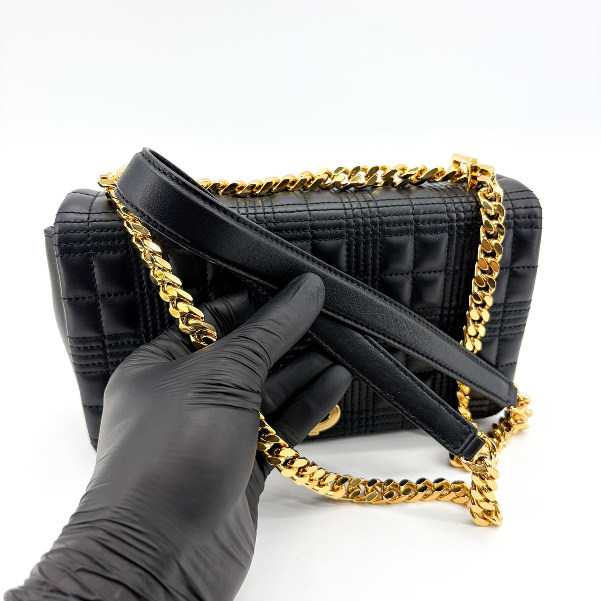 Burberry Lola Bum Quilted Lambskin Black Leather Handbag (Pre-Owned)